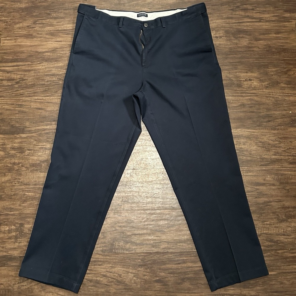 Lands' End Chino Pants Mens 40 Navy Blue Traditional Fit Straight Leg Flat Front